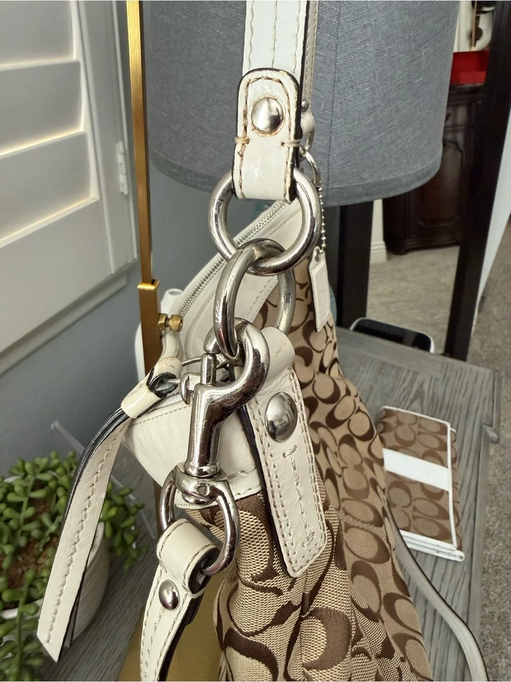 Coach Brown Signature Ashley Hobo & Matching Wallet Set